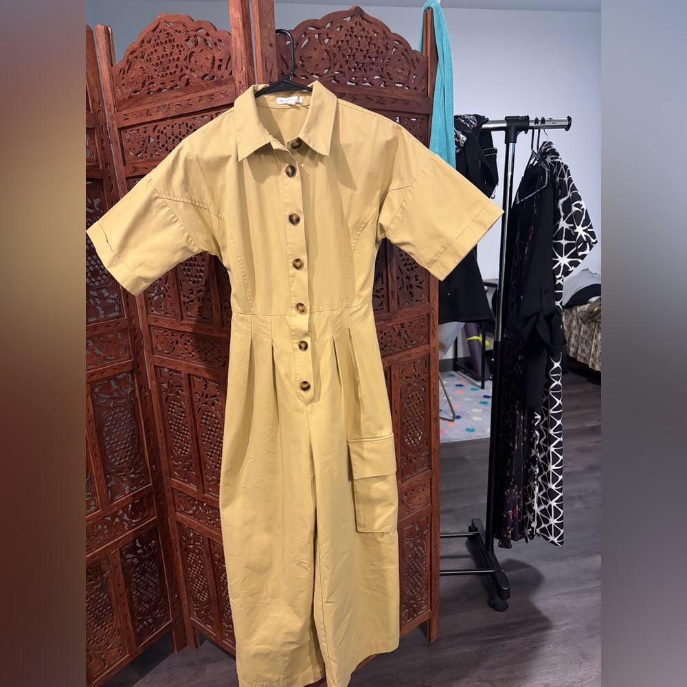 GREY LAB Light Mustard Button-Front Jumpsuit